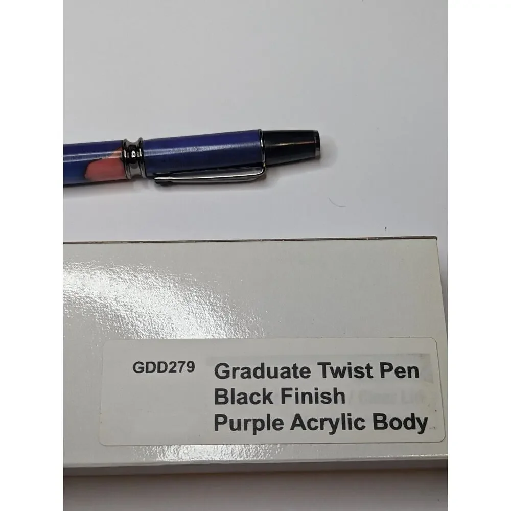Graduate Twist Pen Black Finish Purple Acrylic‎ Body Hand Turned Pen